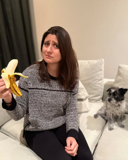 Arwa Mahdawi poses with a banana