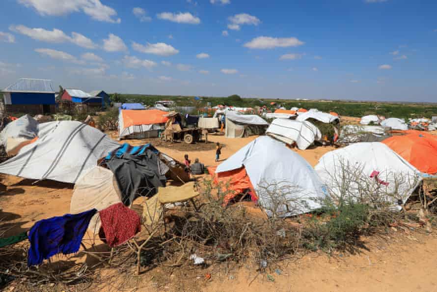 Makeshift tents at a camp