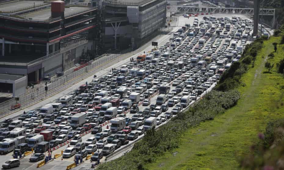 The great escape … traffic queues at the port of Dover earlier this week. 