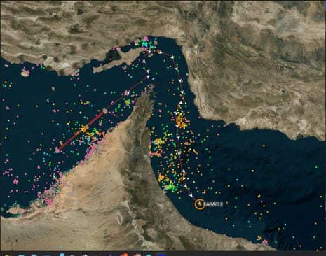 A map showing the strait of Hormuz