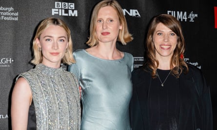 Saoirse Ronan, Amy Liptrot and director Nora Fingscheidt at the premiere of The Outrun during the Edinburgh International Festival in August.