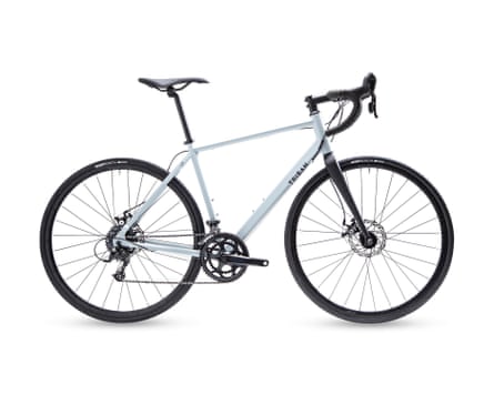 Decathlon Triban road bike in grey.