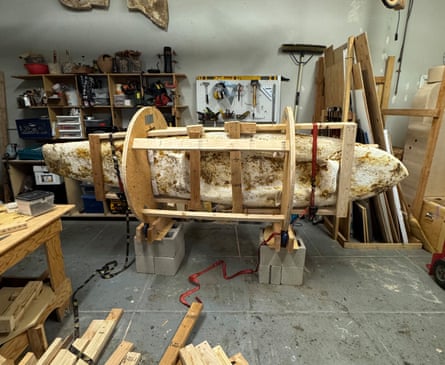 Wood structure in garage