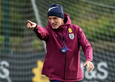 England head coach Thomas Tuchel points during a training session.
