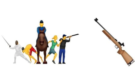 Mockups of the Modern Pentathlon and Rifle emoji by Emojipedia.