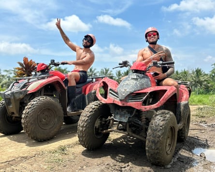 Matty Mills and Danny quad biking in Bali in December 2023.
