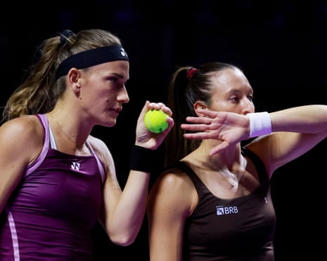 Hungary's Timea Babos and Brazil's Luisa Stefani during their semi-final victory.