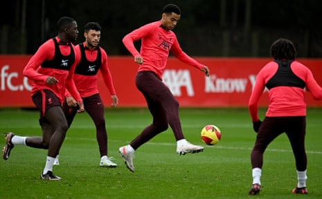 Cody Gakpo controls the ball during a training session earlier this week