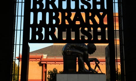 Main entrance gate to the British Library St Pancras London UK