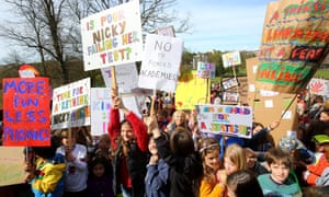 Parents protesting against testing and compulsory academisation.