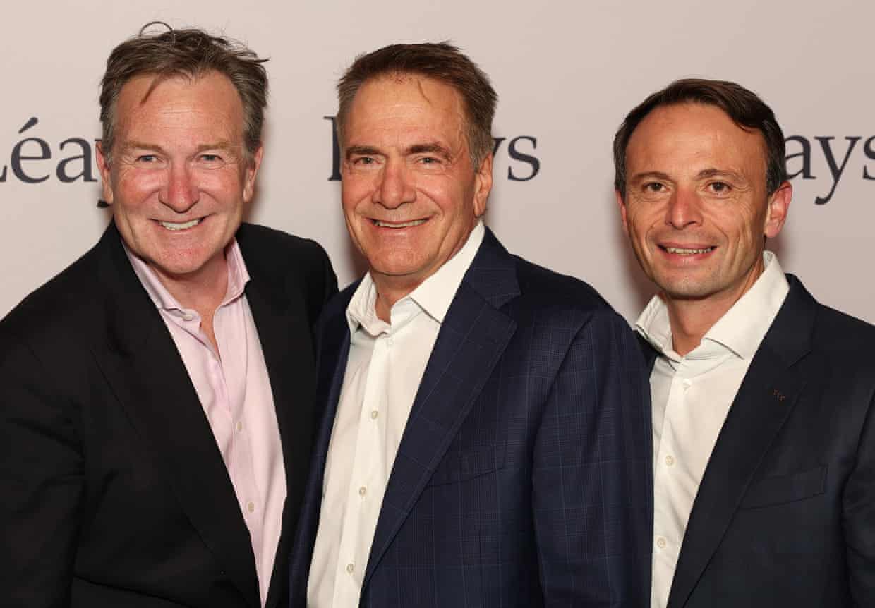 Mark McInnes, Brett Blundy (centre) and Ray Itaoui at a Léays lingerie global launch event in Sydney.