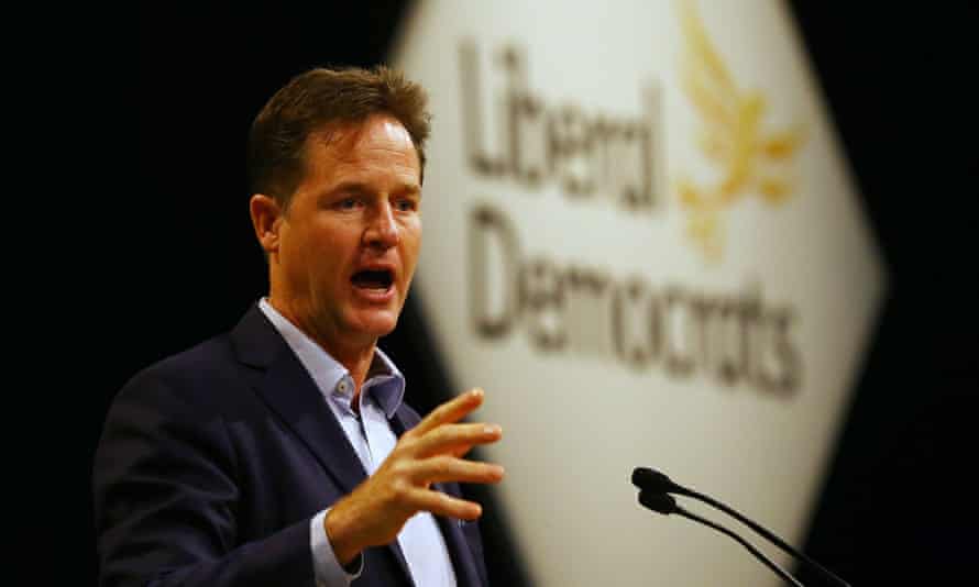 Nick Clegg speaking at the Lib Dem conference this morning.