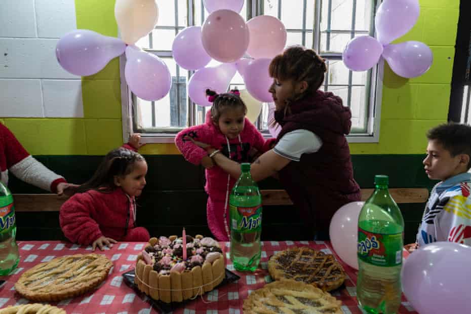 Yanet, 28, imprisoned for selling drugs, celebrates her birthday with her children during a visit