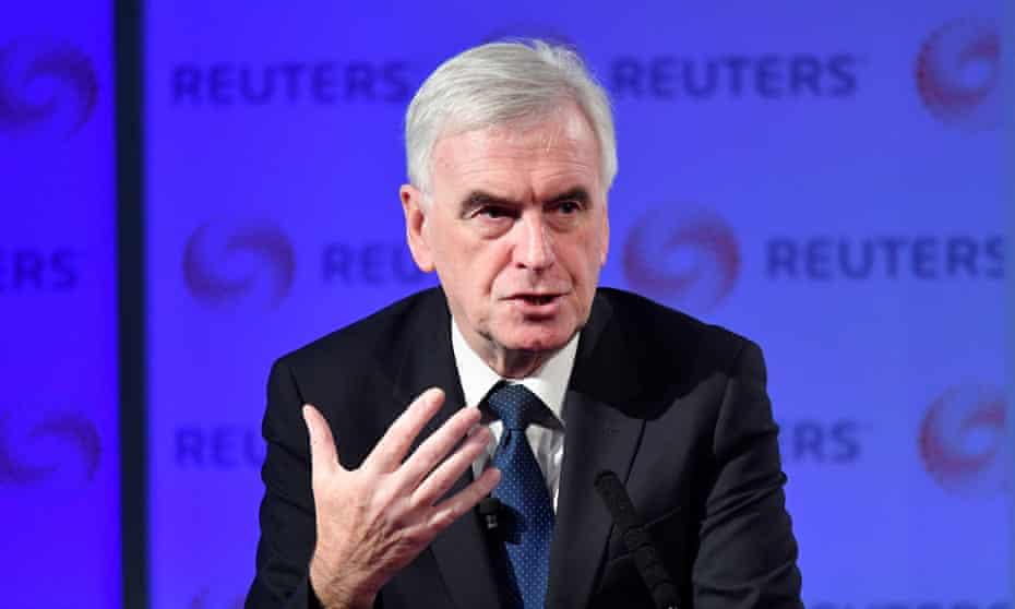 John McDonnell, the shadow chancellor, speaking at a Reuters event in London.
