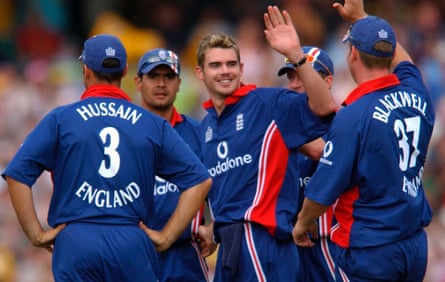 Twenty years of Jimmy Anderson: from frosted tips to statistical marvel | Jimmy Anderson 5 Jimmy Anderson celebrates his first wicket during his debut ODI at the MCG in December 2002