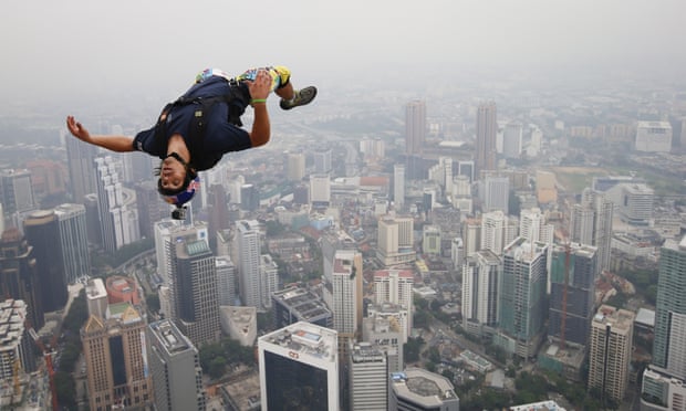 Vince Reffet after leaping from the 300-metre Open Deck of Kuala Lumpur Tower