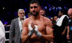 Amir Khan following his defeat by Kell Brook in February 2022