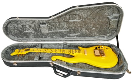 The Cloud 3 guitar placed in a grey guitar case