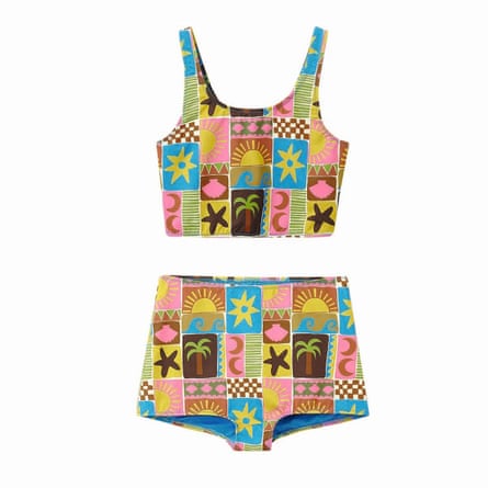 Patchwork print tankini
