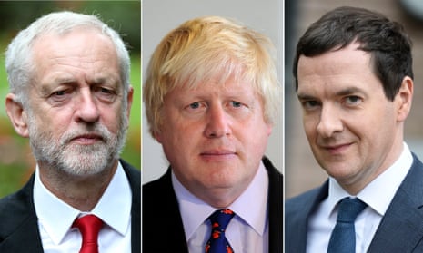(L-R) Jeremy Corbyn, Boris Johnson and George Osborne