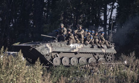 Ukrainian forces after their army took control some of the villages in Kharkiv.