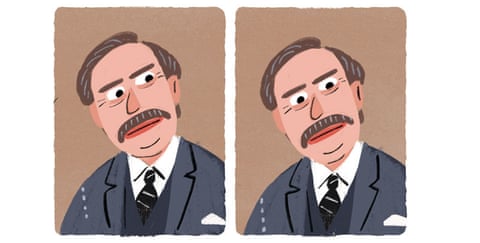 A series of Stephen Collins cartoon images about HG Wells and a Morlock , panel 4