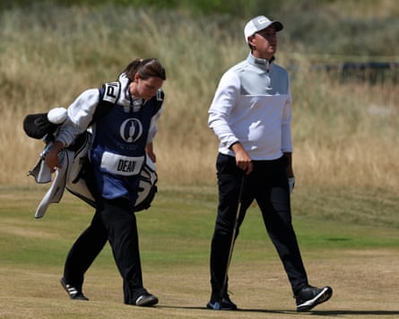 Joe Dean with his fiancee Emily Lyle at the 18th hole at Royal Birkdale