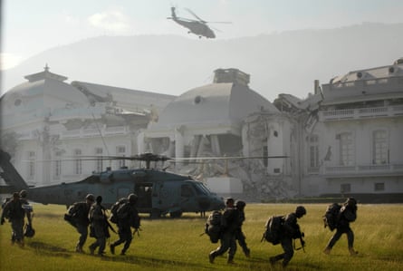 US army paratroopers outside Haiti’s National Palace after the 2010 earthquake.