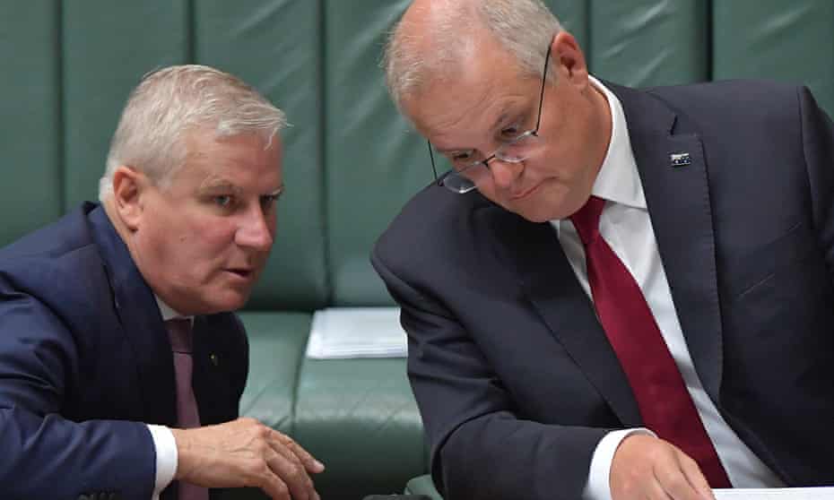 Michael McCormack and Scott Morrison in parliament