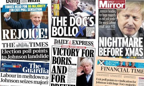 Johnson Unleashed What The Papers Say About The Conservative Election Landslide Politics The Guardian
