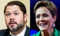 a side-by-side image of Ruben Gallego and Kari Lake