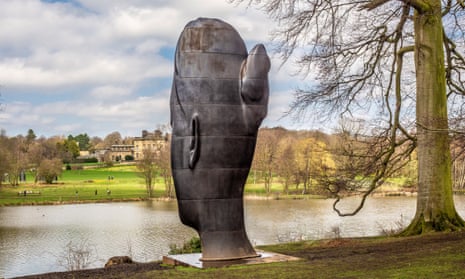 the seven-metre tall Wilsis, by Jaume Plensa, at Yorkshire Sculpture Park.