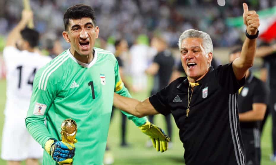 The goalkeeper Alireza Beiranvand celebrates Iran’s World Cup qualification. His father disapproved of football and tore Alireza’s clothes and gloves.