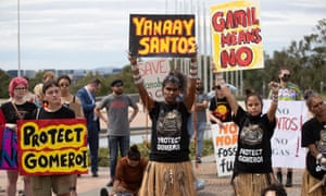 Protestors on the forecourt of Parliament House