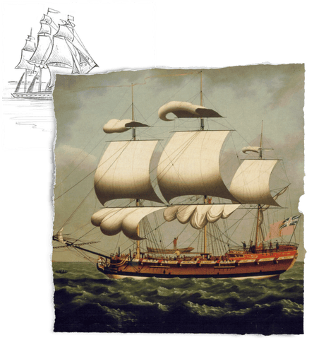 Painting of a ship at sea