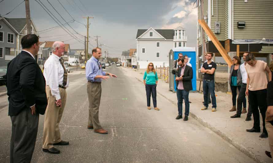 finalists visit a site in Milford, Connecticut, where locals explained how the storm affected the area
