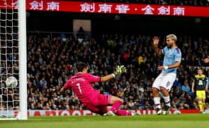 Aguero scores City’s third.