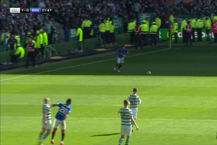 Morelos is shown a straight red card, for throwing his elbow into Brown’s face.