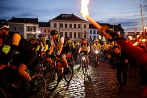 The start in Geraardsbergen, Belgium, in 2016 – a mix of nerves, bravado and optimism, the atmosphere in the bunch is infectious. The startline is the antithesis of the TCR. It is the longest the riders will spend in one place for the next few weeks, and the cleanest and most organised they will be. It is also the most time they will spend with other people, and the last chance they have to rest