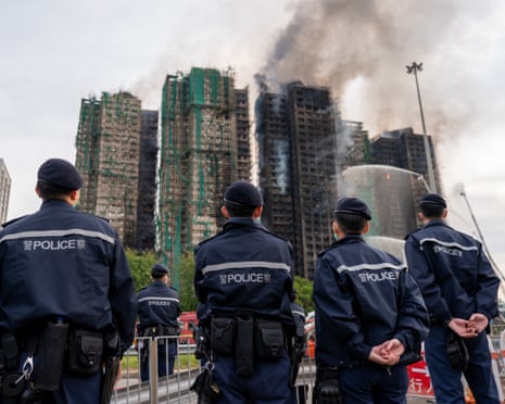 Smoke rising from residential buildings