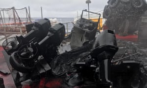 Damaged equipment on the MPV Everest after the fire