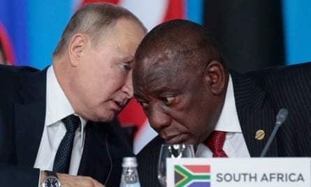 Vladimir Putin and Cyril Ramaphosa at the Russia-Africa summit in Sochi, Russia, 2019.