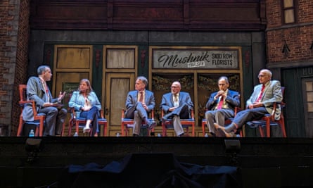 Lucas Morel, Callie Hawkins, Steve Inskeep, Gordon Leidner, George Rable and Michael Zuckert appear onstage at Ford's Theatre.