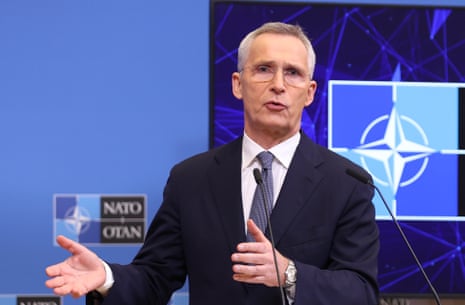 Nato secretary general Jens Stoltenberg holds a press conference in Brussels.
