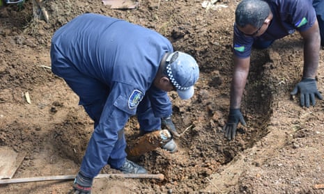 The Explosive Ordnance Disposal of the Royal Solomon Islands Police Force were called in and removed 101 US 105mm High Explosive Projectiles from the site