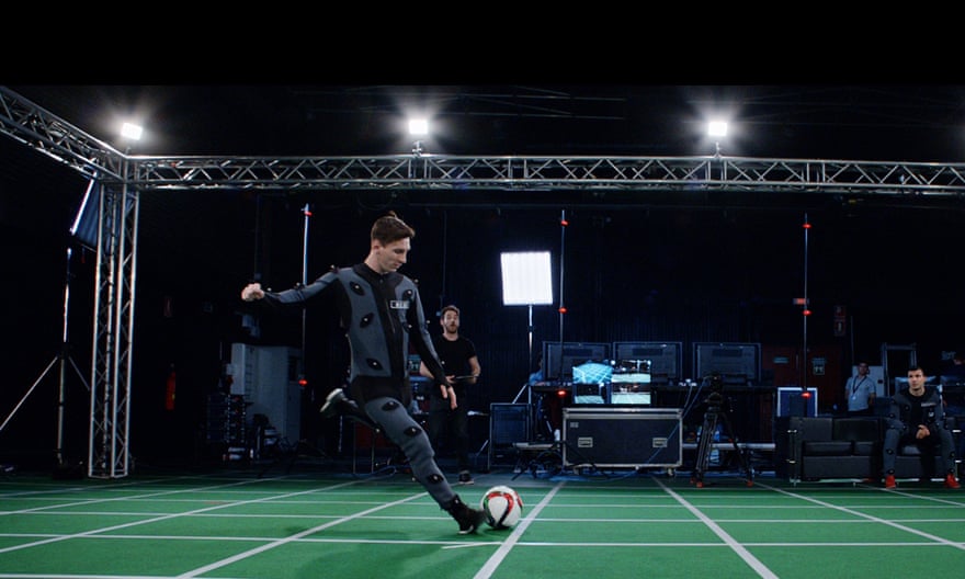 The real Lionel Messi is filmed for his Fifa avatar