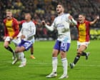 Go Ahead Eagles hold on to stun Aston Villa after Buendía’s spot-kick miss