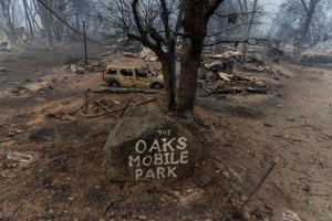 The remains of the destroyed Oaks mobile home park