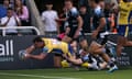 Matt Gallagher stretches to score Bath’s final try at Newcastle