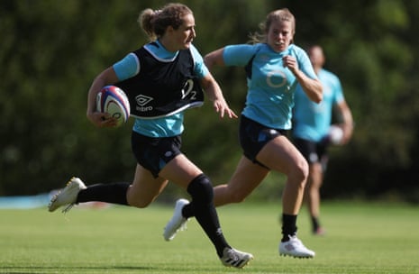 Abby Dow shows off her searing pace during an England training session at Pennyhill Park.